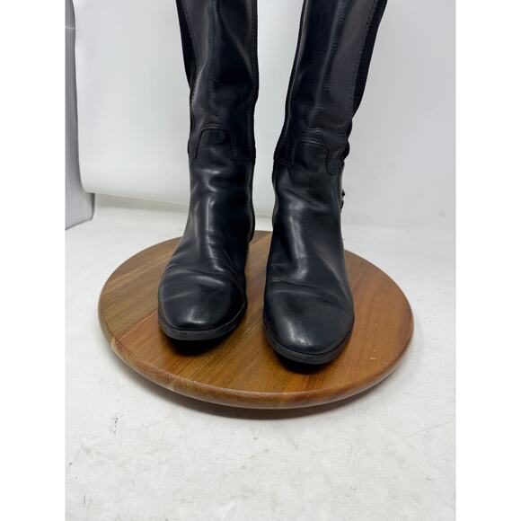 Torry Burch‎ Wyatt Black Leather Suede Tall Riding Zip Block Heel Size 8.5 M - Picture 7 of 12